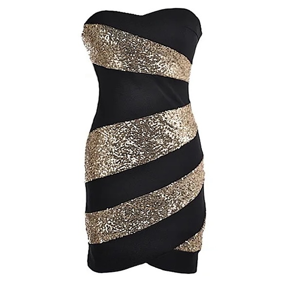 Rickety Rack | Dresses | Rickety Rack 8 Black Gold Sequin Paneled ...
